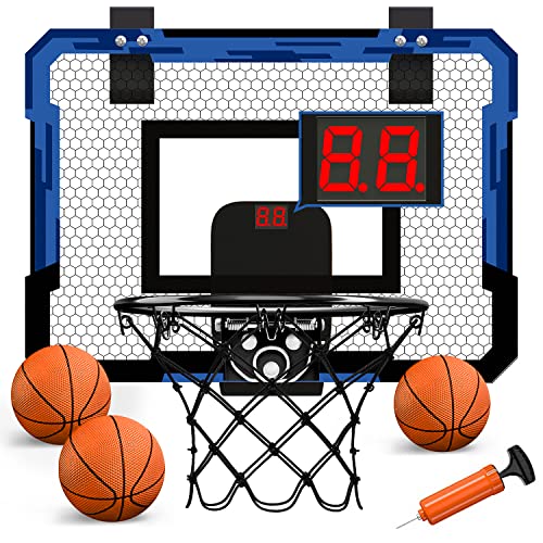 QDRAGON Mini Basketballkorb Kinder, Basketballkorb fürs Zimmer, mit 3 Bällen/Inflator/Elektronischer Anzeigetafel, Basketball Spielzeug Geschenke für Kinder Jungen Mädchen Erwachsene, Blue QDRAGON Mini Basketballkorb Kinder, Basketballkorb fürs Zimmer, mit 3 Bällen/Inflator/Elektronischer Anzeigetafel, Basketball Spielzeug Geschenke für Kinder Jungen Mädchen Erwachsene, Blue von QDRAGON