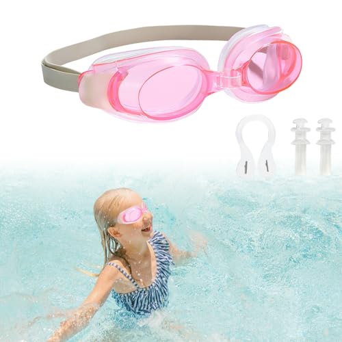 Schwimmbrille, Schwimmbrille Kinder,Schwimmbrille für Erwachsene, Schwimmbrille für Herren und Damen,Schwimmbrille Erwachsene Jugendliche,UV-Schutz Anti-Nebel und verstellbarem Gurt Komfortable,Rosa von QEEROYO