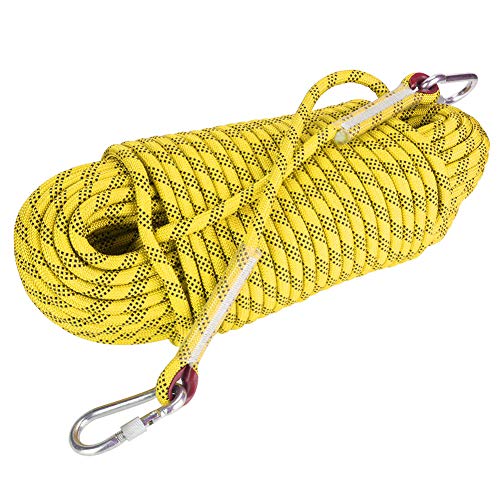 QERLONG Outdoor -Klettern Escape Seil Sicherheitsschnur für Bergsteiger -Abseilung 30 m 12 mm Durchmesser (Yellow) von QERLONG