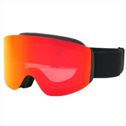 QFUPKTSU 2024 Winter Magnetische Doppel-Anti-Beschlag-Zylinder Skibrille, Männer und Frauen können tragen, kann Kurzsichtigkeit Skibrille tragen (rot) von QFUPKTSU