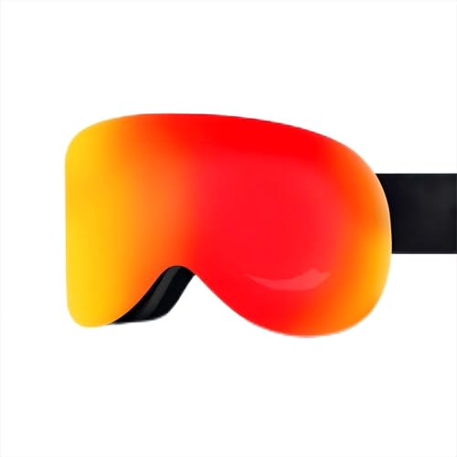 QFUPKTSU Winter großes Sichtfeld zylindrische doppellagige Wind-Anti-Beschlag-Magnet-Ski-Outdoor-Brille, Männer und Frauen können tragen, kann Kurzsichtigkeit Skibrille tragen (Full Red) von QFUPKTSU