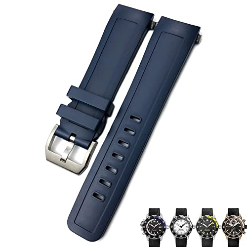 QGKKGQ 22 mm Fluorkautschuk-Uhrenarmband, weich, schwarz, blau, Uhrenarmbänder für IWC AQUATIMER Family für Herrenarmband von QGKKGQ