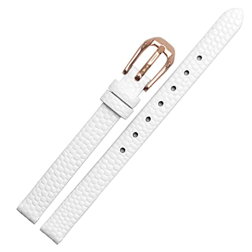 QGKKGQ Armband aus Rindsleder mit Eidechsenmuster für Damen-Ersatzuhr, Weiß, Rot. Ultradünnes Armband 6, 8, 10, 12, 14, 16 mm von QGKKGQ