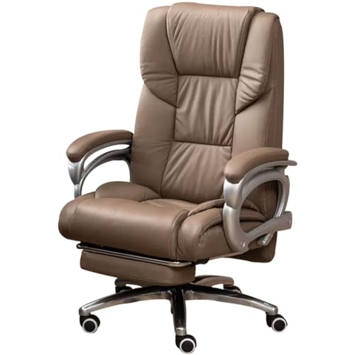 QGKKGQ Chefsessel, Bürostuhl mit 160°-Verstellung, ergonomischer Chefsessel mit Armlehnen, Bequeme Chefsessel aus Rindsleder, belastbar bis 140 kg (Farbe: Bernstein, Größe: 68 x 106–112 cm) von QGKKGQ