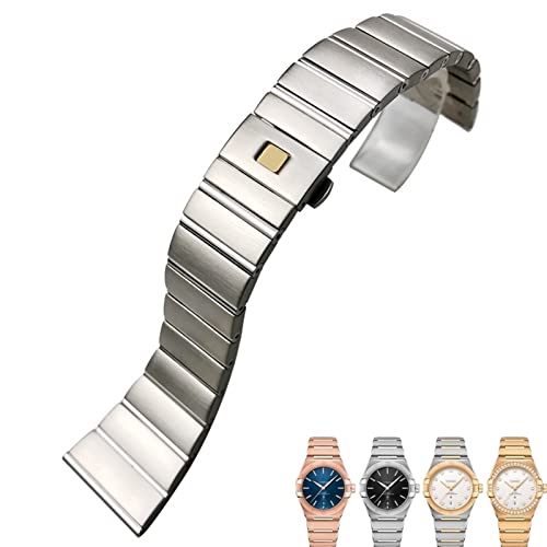 QGKKGQ Edelstahl-Uhrenarmbänder, Faltschließe, Uhrenarmband für Omega Double Eagle Constellation Seamaster-Armband, 15 mm, 17 mm, 18 mm, 23 mm, 25 mm von QGKKGQ