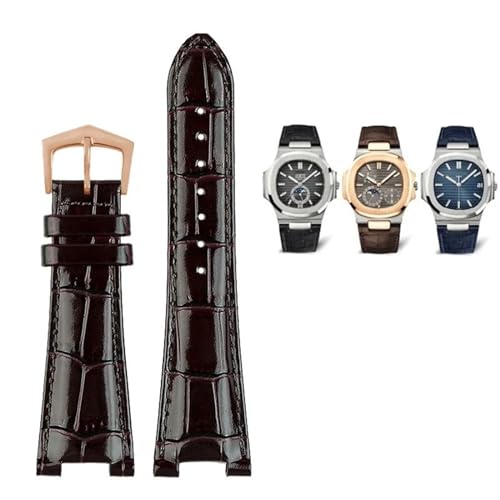 QGKKGQ Für Patek Philippe Echtleder-Uhrengürtel 5711 5712g Nautilus-Uhrenarmband, spezielle Schnittstelle, 25 mm x 13 mm, Herren-Uhrenarmbänder von QGKKGQ