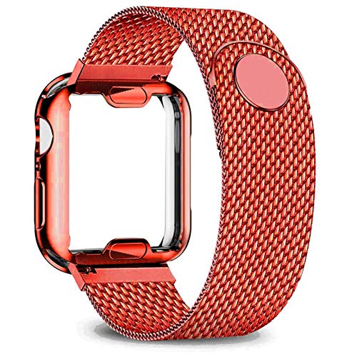 QGKKGQ Gehäuse + Armband für Uhrenarmband 40 mm, 44 mm, 38 mm, 42 mm, vergoldetes Gehäuse + Metallgürtel, Edelstahlarmband für i-Watch-Serie 7, 6, 5, 4, 3, 2 se von QGKKGQ