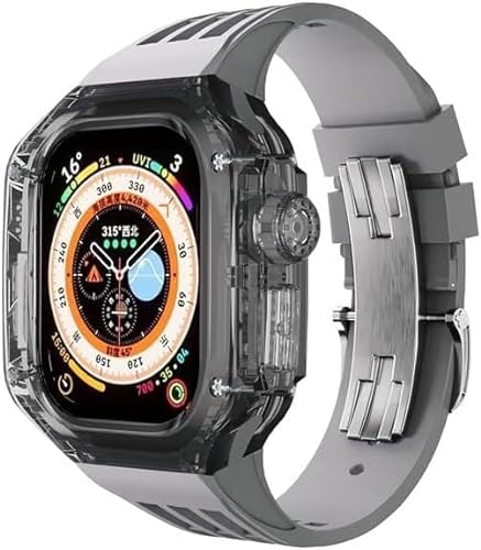 QGKKGQ Klares Uhrengehäuse und Gummi-Uhrenarmband-Umrüstsatz, für Watch Ultra 49 mm, Gummi-Uhrenarmband, kompatibel mit Ersatzzubehör für Sportarmbänder der Iwatch-Serie von QGKKGQ