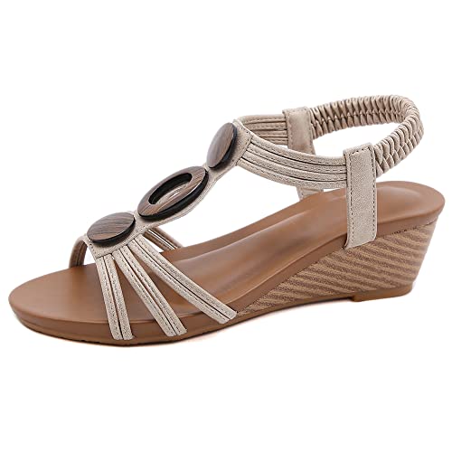 Tanga-Hausschuhe, Flip-Flops Für Damen, Bequeme Sandalen, UP-Material, rutschfeste Strandsandale Mit Offener Spitze,Gold,41 von QGNDS