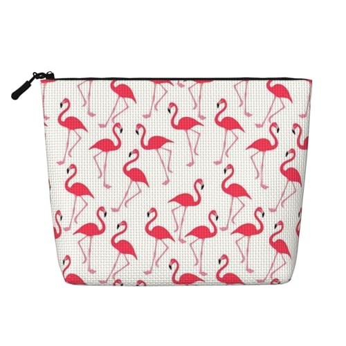 QGWDYYJQ Kosmetiktasche aus künstlichem Hanf, mit Flamingo-Muster, für den täglichen Gebrauch, Reise-Kulturbeutel, Rosa, Schwarz , Einheitsgröße von QGWDYYJQ