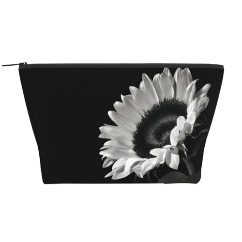 QGWDYYJQ Kosmetiktasche mit Sonnenblumen-Motiv, bedruckt, für den täglichen Gebrauch, Schwarz / Grau, Schwarz , Einheitsgröße von QGWDYYJQ