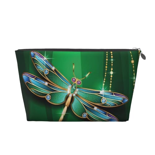QGWDYYJQ jewel Kulturbeutel aus Leder mit Libellen-Motiv, tragbare Kosmetiktasche, Clutch-Tasche, silber, Einheitsgröße von QGWDYYJQ
