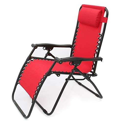 QHFTREX Chaiselongue, Faltbare Garten-Sonnenliege, Liegestuhl, Liegestuhl, Schaukelstuhl, verstellbare Rückenlehne für Terrasse und Strand, 200 kg belastbar, 151 x 75 x 62 cm (rot) powerfully von QHFTREX