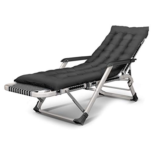 QHFTREX Klappbarer Relaxsessel mit Kissen, Liegestuhl aus Metall mit Schwerelosigkeitsfunktion für den Garten, die Terrasse oder den Strand, Schwarz powerfully von QHFTREX