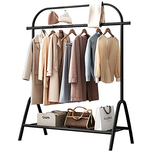 QHFTREX Kleiderständer, freistehender Kleiderständer mit oberer und unterer Ablage, 36 kg Tragkraft, für Kisten, Mäntel, Taschen, Schuhe/B/90 * 35 * 150 cm powerfully von QHFTREX