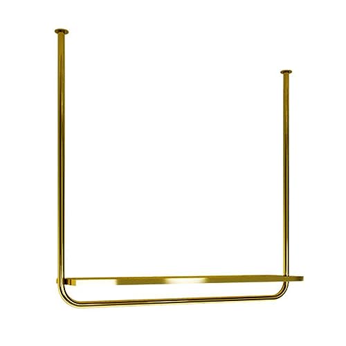 QHFTREX Kleiderständer aus Edelstahl mit höhenverstellbarem Regal für die Präsentation im Einzelhandel, moderner Kleiderbügel und Kleiderstange in Gold (150 cm) powerfully von QHFTREX