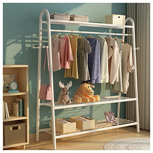 QHFTREX Wäscheständer, freistehender Kleiderbügel, Kleiderstangen, Kleiderständer zum Aufhängen von Kleidern für Flur, Schlafzimmer, Einzelhandelsgeschäft/weiß/135 cm powerfully von QHFTREX