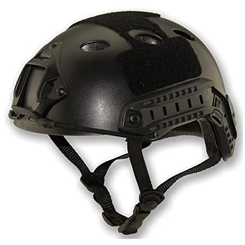 QHIU Taktischer Helm, PJ-Typ, leicht, schützend, schnell, für Airsoft, Paintball, CS, Spiel, Outdoor-Sport, mit Brille (BK-2) von QHIU