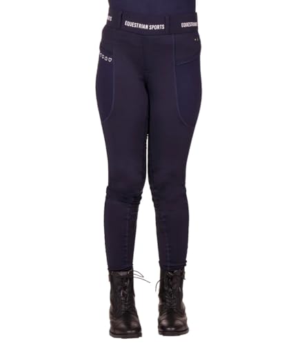 QHP Reithose Reitlegging Junior Kinder Jady Halbbesatz Navy FS/23, 19_Gr.:116 von QHP