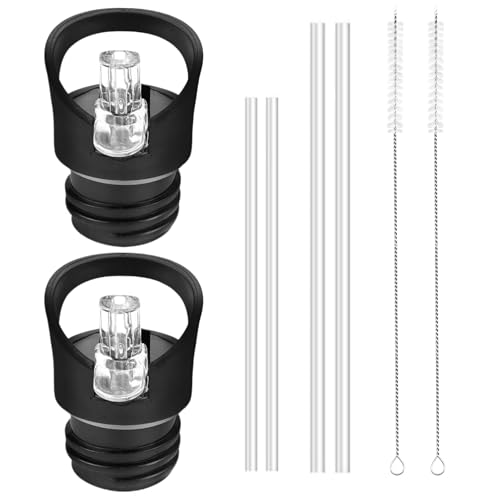 QHSXMQ 2 Stück Water Bottle Replacement Lid with Straw, Schwarz Ersatzdeckel Trinkflasche Auslaufsicherer Deckel Trinkflasche Ersatz, Universal Flip Straw Deckel mit 4 Strohhalmen und 2 Strohbürsten QHSXMQ 2 Stück Water Bottle Replacement Lid with Straw, Schwarz Ersatzdeckel Trinkflasche Auslaufsicherer Deckel Trinkflasche Ersatz, Universal Flip Straw Deckel mit 4 Strohhalmen und 2 Strohbürsten von QHSXMQ