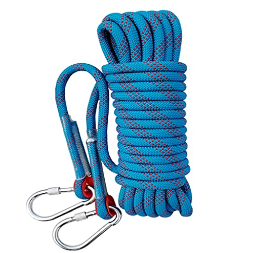 QHY Kletterseil 16mm Hochfestes Sicherheitssei Rettungsseil Mit Karabiner Statisches Kletterseil Allzweckseil Festmacherleine Heavy Duty Seil Leine Outdoor (Color : Blue, Size : 10m*16mm) von QHY