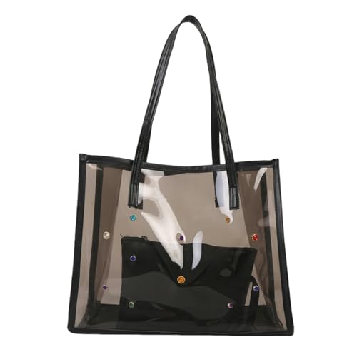 QIANDW Durchsichtige Tasche Transparentes Bag Umhängetasche Große Kapazitätsbeutel Jelly -Tasche Mit Großer Kapazität-Black von QIANDW