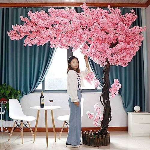 QIByING Artificial Cherry Blossom Tree, Home Decor Artificial Flower Cherry Blossom, Big Artificial Coconut Tree Fake Vines Flowers Indoor Outdoor Wedding Silk Sakura d-2x1.8m/6.6x5.9ft von QIByING