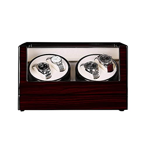 QIByING Watch Winder Box 4, Wood Shell Piano Paint Exterior, 4 Rotation Mode Setting, Extremely Silent Motor Watches Classic/Red/B von QIByING