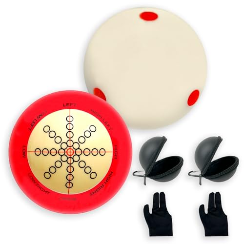 QIJISTORM Billard-Queue-Ball, 5,4 cm, Übungsball mit einem Paar Drei-Finger-Billardhandschuhen, 2 Billardkugel-Etuis, Pooltisch-Trainings-Queue-Ball für Billardtisch-Zubehör, 2 Stück von QIJISTORM