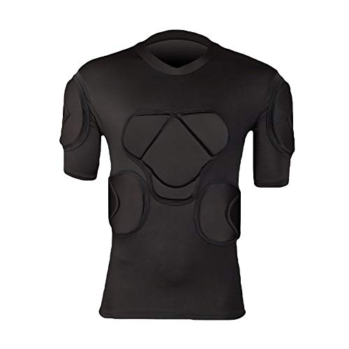 QIKEGooods Sports Gepolsterte Kompression Tops Kurzarm Guard Schutzhemd Schulter Rippe Brustschutz für Outdoor Fußball Basketball Paintball Rugby QIKEGooods Sports Gepolsterte Kompression Tops Kurzarm Guard Schutzhemd Schulter Rippe Brustschutz für Outdoor Fußball Basketball Paintball Rugby von QIKEGooods