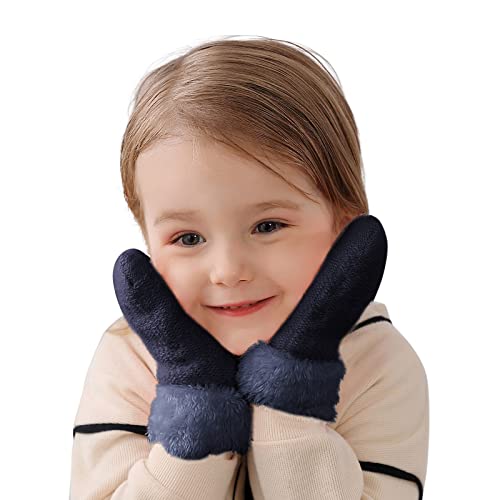 QINQNC Damen Fleece Gefüttert Wollhandschuhe Herren Winter warme Handschuhe Vollfinger dehnbar gestrickte Skihandschuhe Anzug für 1 bis 6 Herren Kaschmir Strickhandschuhe Herren (Navy, M) von QINQNC