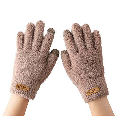 QINQNC Damen Radfahren Laufen Winterhandschuhe Damen Winter Dicke warme Winter Touchs Touchs Handschuhe Screen Handschuhe Skifahren Damen Screen Handschuhe Damen Fleecefutter (Khaki, One Size) von QINQNC