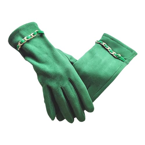 QINQNC Damen Thermo Winterhandschuhe Warme Fleece Warm Warme Damen- und Winterhandschuhe aus zum Fahren und Reiten, Winddichte Handschuhe Männer Kaschmir Skifahren Thermisch (Green, One Size) von QINQNC