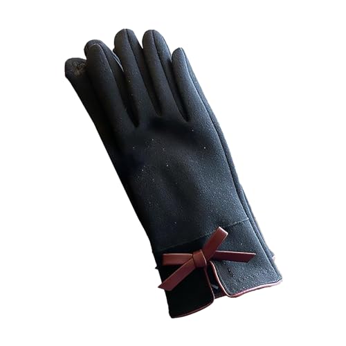 QINQNC Damen Thermo Winterhandschuhe Winterhandschuhe Warme Winter-Fahrradhandschuhe für Damen, samtverdickt, kalt und Winddicht Unisex Wollhandschuhe Strickhandschuhe Damen (Black, One Size) von QINQNC