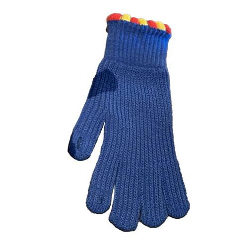 QINQNC Frauen Fingerlose Winterhandschuhe Strick Warme Jelly Winter Bare Fingers Knitted Gloves Women's Solid Color Screen Protector Warm Windproof Cycling Finger Herren Verdickte (Blue, A) von QINQNC