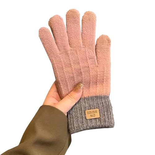 QINQNC Frauen Touchscreen Wandern Fahren Wollhandschuhe Gloves Women's Winter Padded Outdoor Cycling Car Cold Non Slip Screen Driving to Keep Warm Herren Verdickte Thermohandschuhe (Pink, One Size) von QINQNC