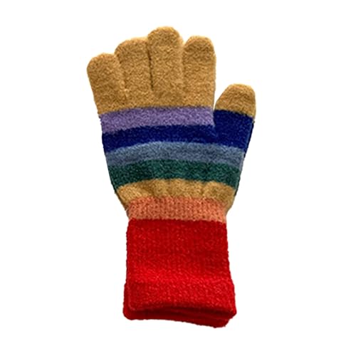 QINQNC Herren Strickhandschuhe & Winterhandschuhe New Winter Color Striped Gloves for Women Cycling Ski Warm Windproof Full Package Sub Refers to Students Can Männer Winterhandschuhe Mit (Yellow, M) von QINQNC