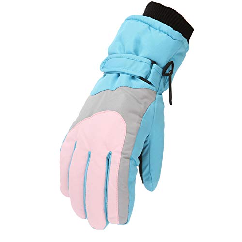 QINQNC Herren Thermo Fleece Stretch Camping Klettern Für Skifahren Fäustlinge Wintersport Outdoor-Handschuhe Schnee Winddicht Handschuhe Damen Wolle Stoff Winterhandschuhe (Light Blue, One Size) von QINQNC