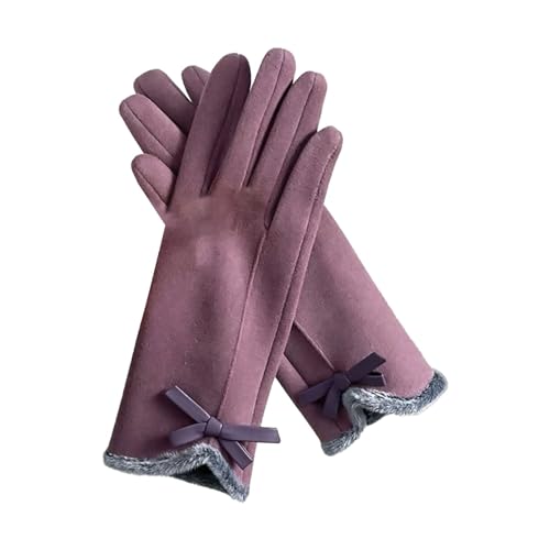 QINQNC Herren Touchscreen Wollhandschuhe Männer Warme Winter-Fahrradhandschuhe für Damen, samtverdickt, kalt und Winddicht Männer Anti Rutsch Fingerhandschuhe Winter (Purple, One Size) von QINQNC