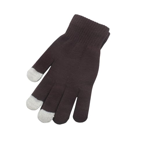 QINQNC Herren Winddicht Winterhandschuhe Für Skifahren Knitted Cold Proof Plush Thickened Christmas Gloves Herren Damen Winddicht Touchscreen Handschuhe (Coffee, A) von QINQNC