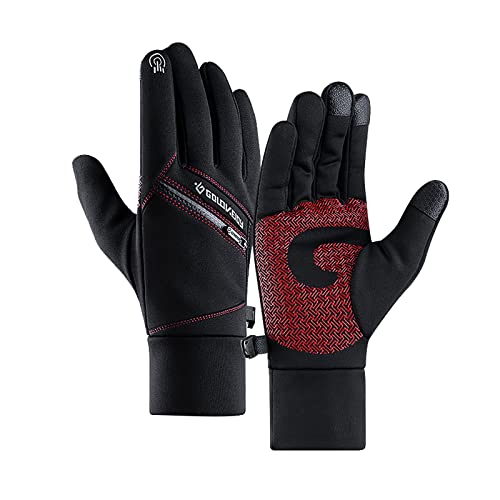 QINQNC Männer Thermo Winterhandschuhe Strickhandschuhe Handschuhe für Männer und Frauen im und Winter, modische und einfache Outdoor-Sportarten, verdickt, Männer Winter Strickhandschuhe (Red, XXL) von QINQNC