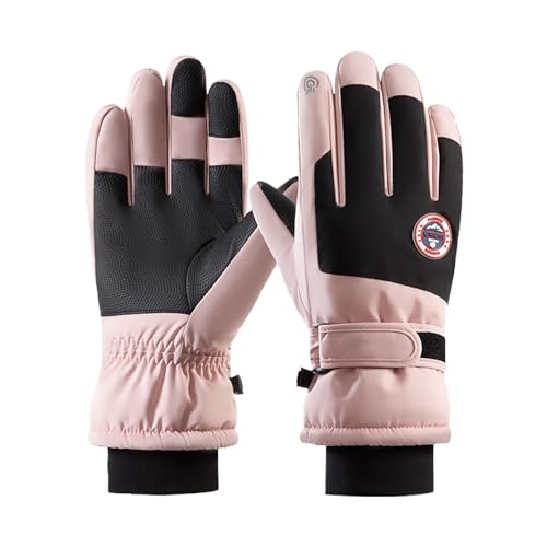 QINQNC Unisex Merinowollhandschuhe Winterhandschuhe Winterhandschuhe für Damen und Herren, Skihandschuhe, Thermisch, warm, Winddicht, regenfest, Frauen Touchscreen Winterhandschuhe (Pink, One Size) von QINQNC