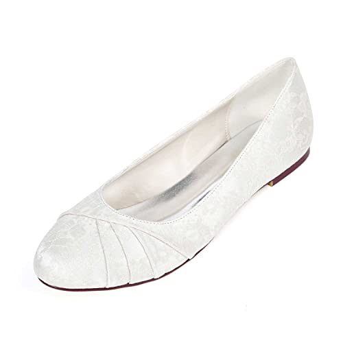 QIUNUOTAN Frauen Ballett Flats aus Strick und Satin, Runde Zehen, Slip-On Ballerina-Schuhe für Damen, Bequeme und Weiche Low-Heels von QIUNUOTAN