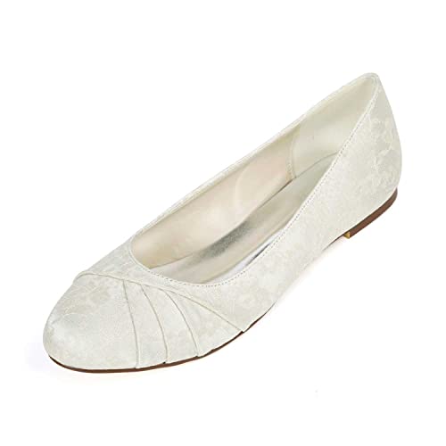 QIUNUOTAN Frauen Ballett Flats aus Strick und Satin, Runde Zehen, Slip-On Ballerina-Schuhe für Damen, Bequeme und Weiche Low-Heels von QIUNUOTAN