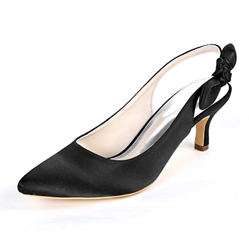 QIUNUOTAN Frauen Kitten Heels, Hochheels für Damen, Slip-On Sandalen, Geschlossene Zehen Heeled Sandalen für Frauen, Hochzeits Schuhe für die Braut von QIUNUOTAN