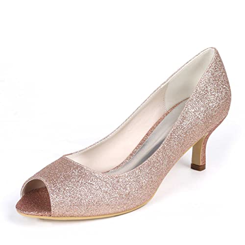 QIUNUOTAN Hochzeits Schuhe für die Braut Hochheels, Braut Schuhe mit Slip-On Pumps für Damen, für Abendempfang, Prom und Hochzeitsfeier von QIUNUOTAN