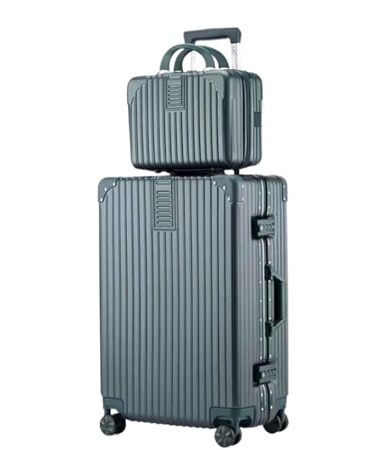 QIUYU2024 Leichte Koffer 2-teiliges Gepäckset mit Spinner-Rädern Passwortschloss Hartschalen-Kosmetikkoffer 14 Zoll Trolley von QIUYU2024