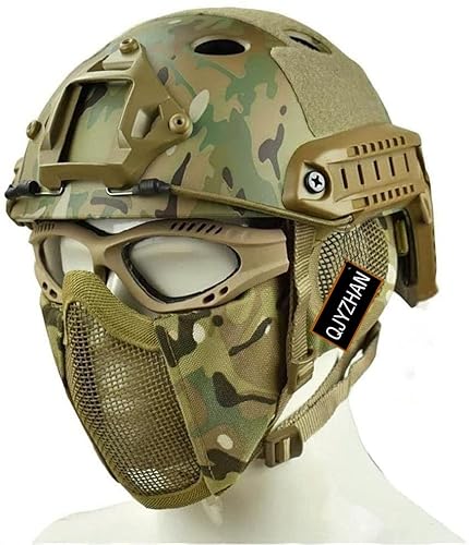 MH Tactical Airsoft Fast Helm Kombiniert Mit Faltbarer Gehörschutz-Halbmaske Und Schutzbrille Für Airsoft Paintball, Rollenspiele Und CS-Game-Set MH Tactical Airsoft Fast Helm Kombiniert Mit Faltbarer Gehörschutz-Halbmaske Und Schutzbrille Für Airsoft Paintball, Rollenspiele Und CS-Game-Set von QJYZHAN