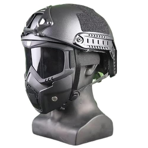 Mich Airsoft Helm Und Maske,Mit Seitenschiene Für NVG Mount Mit Abnehmbarer Und Verstellbarer Brille CS Helm Set Mich Airsoft Helm Und Maske,Mit Seitenschiene Für NVG Mount Mit Abnehmbarer Und Verstellbarer Brille CS Helm Set von QJYZHAN