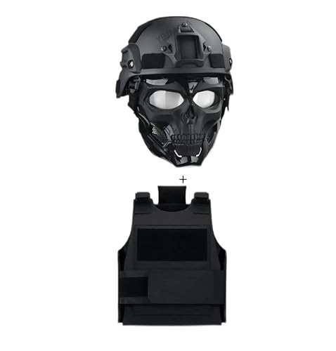 Tactical Mich 2023 Schnelle Helm Einstellbare Schädel Maske, Leichte Outdoor Aktivität Weste, Training Schutzweste, Airsoft Paintball Und Rollenspiel CS Game Kit von QJYZHAN